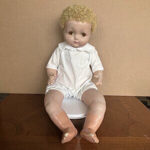 Vintage Effanbee Baby Doll Sleep Eyes Fuzzy Wig Hair Composition Sweetie Pie 22"